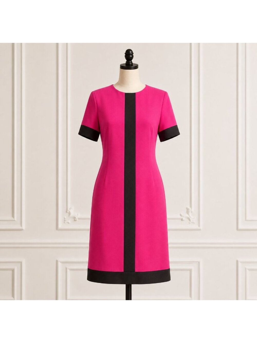 Ildi Marshall 80s Mod Colorblock Dress Pink Navy Lined Size 8 USA Made